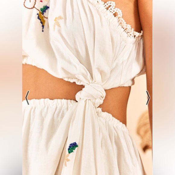 BNWT Stunning Farm Rio Pitanga Embroidered One-Shoulder Maxi Dress - Picture 5 of 7